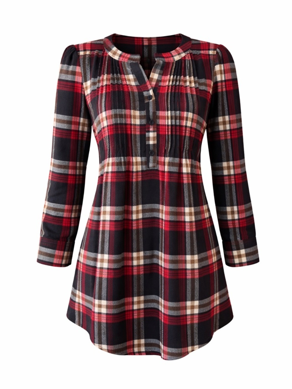 Papillon Red Plaid Tunic Top NWT XS Boho Fall